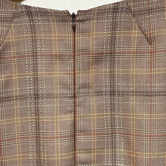 New Pendleton Tan Plaid Virgin Wool 3/4 Sleeve Womens Top Sz 14 - Picture 5 of 7
